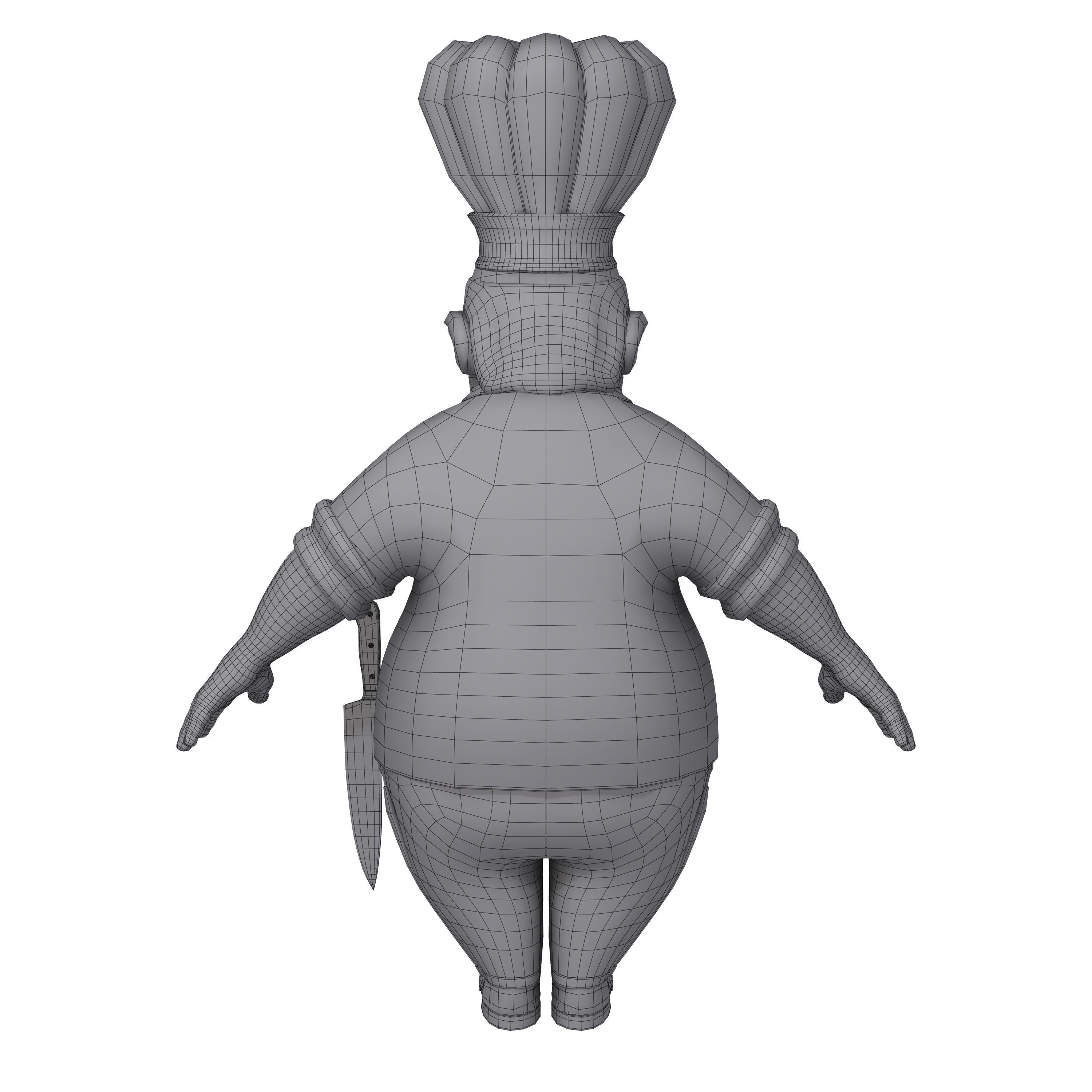 Chef with knife cartoon 3D model_6