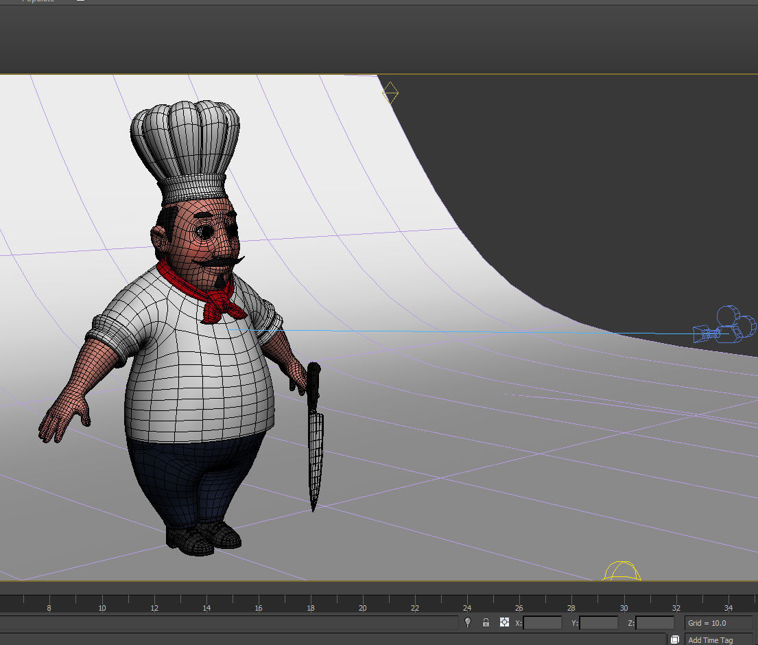 Chef with knife cartoon 3D model_31