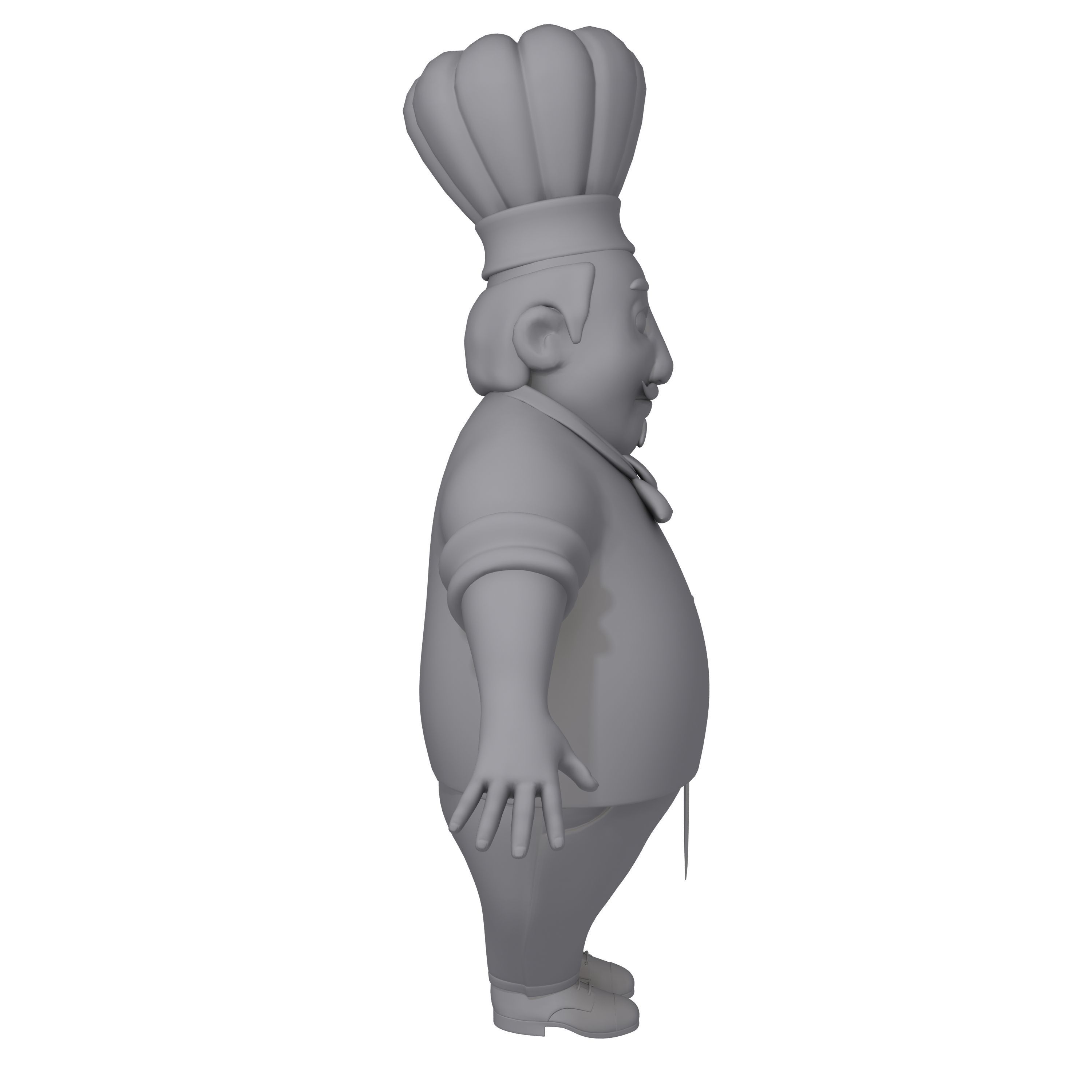 Chef with knife cartoon 3D model_8