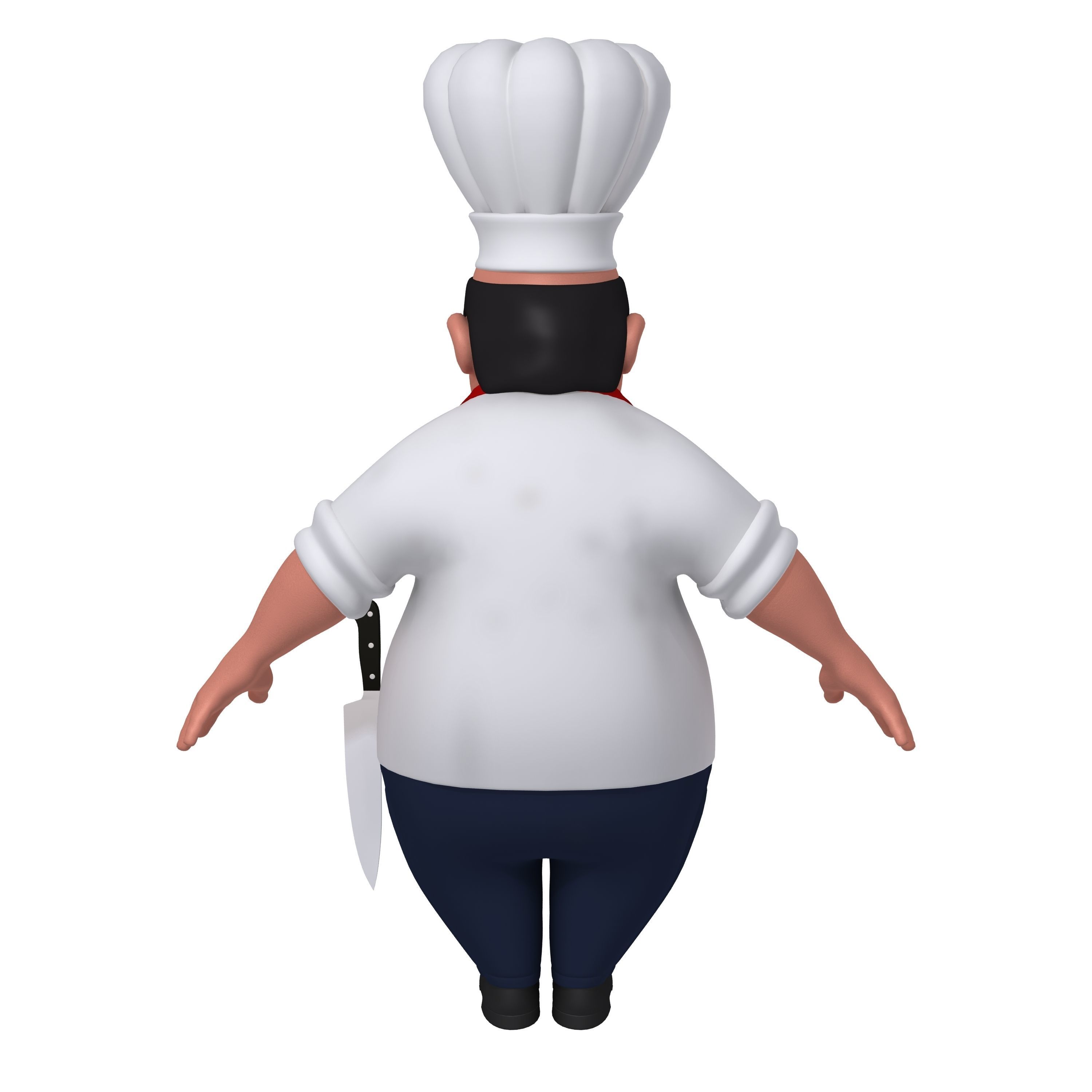 Chef with knife cartoon 3D model_3