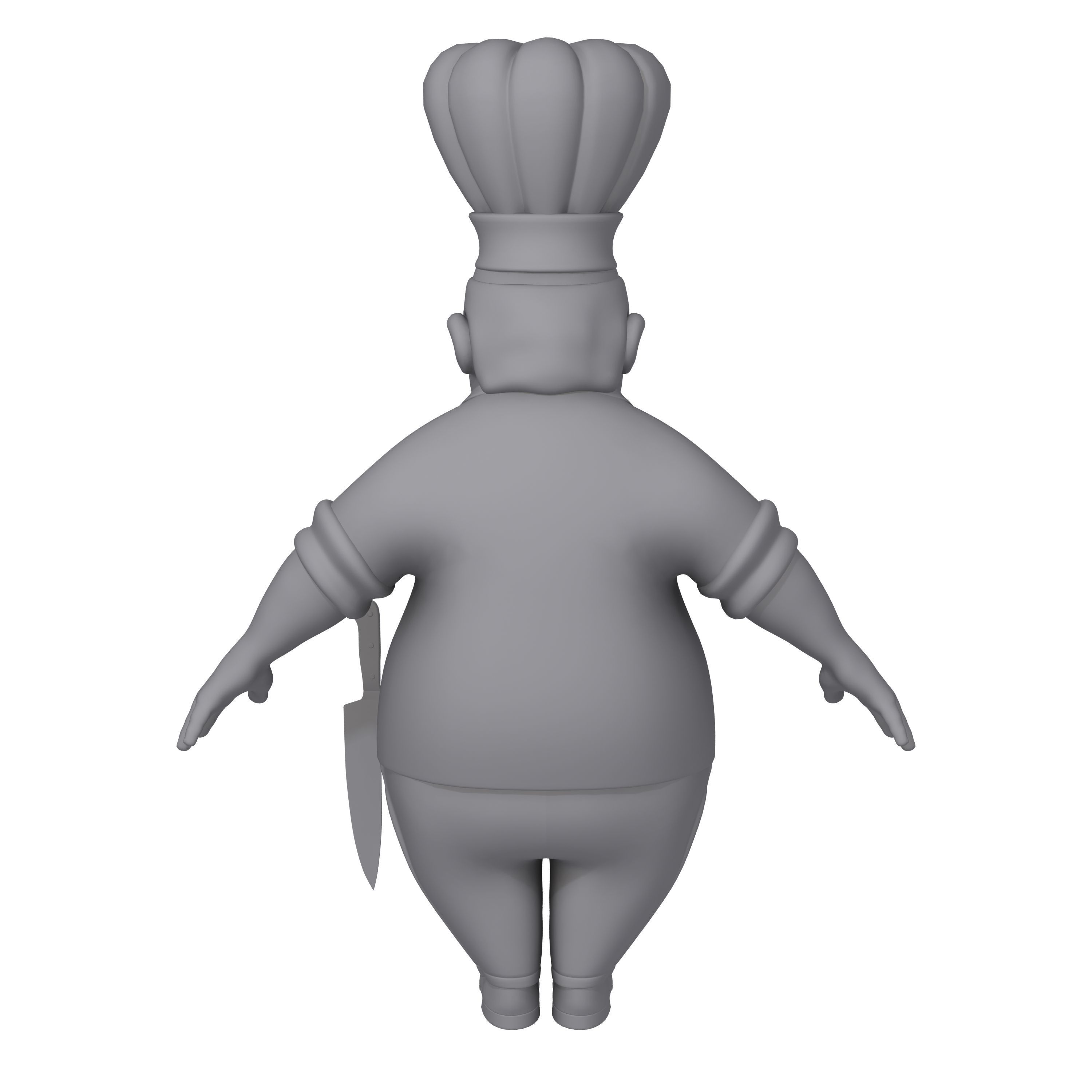 Chef with knife cartoon 3D model_9