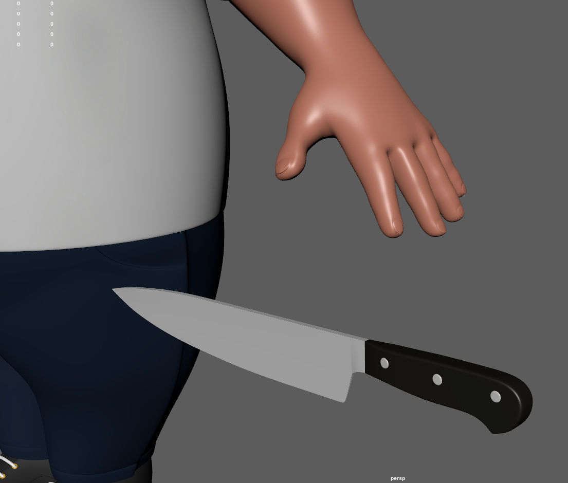 Chef with knife cartoon 3D model_19