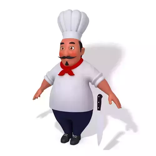 Chef with knife cartoon 3D model