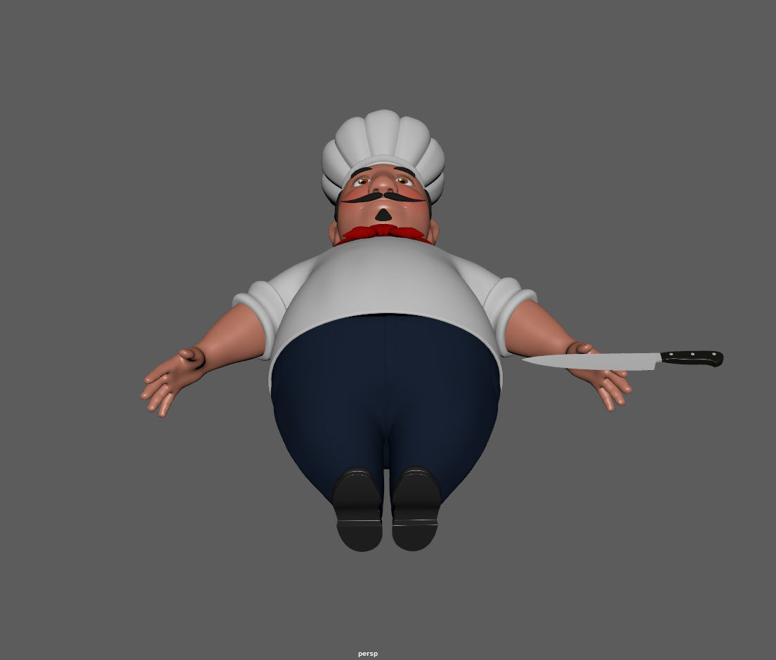 Chef with knife cartoon 3D model_17