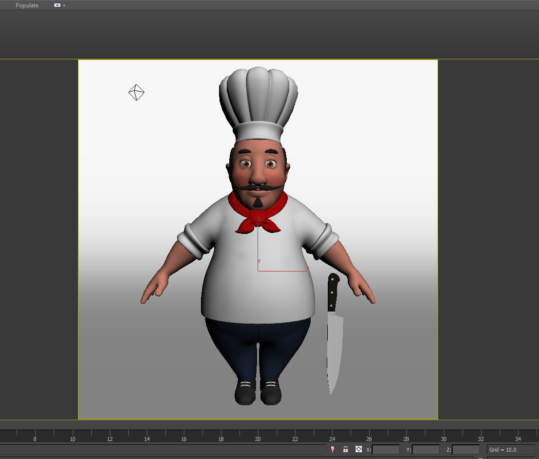 Chef with knife cartoon 3D model_32