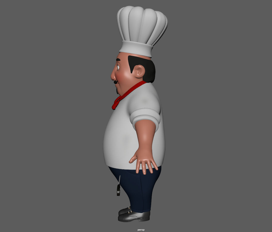 Chef with knife cartoon 3D model_11