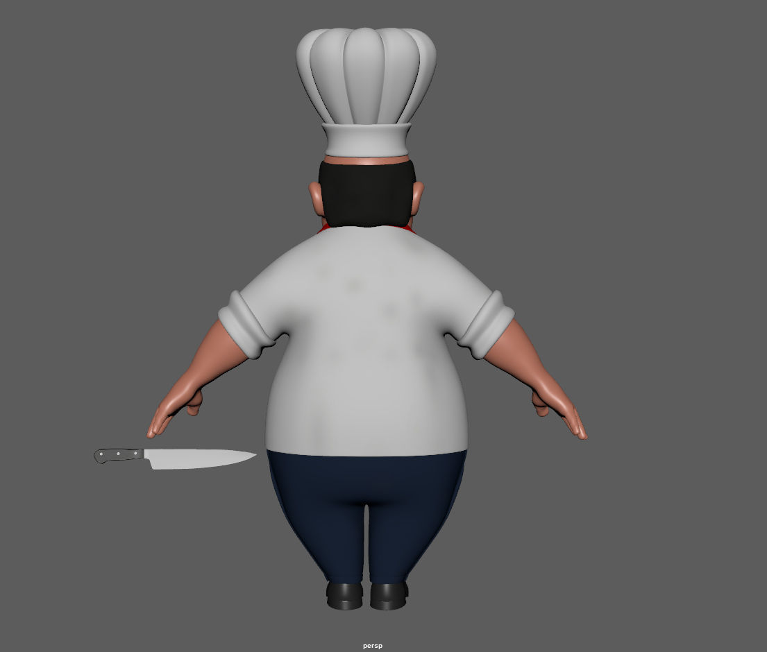 Chef with knife cartoon 3D model_16