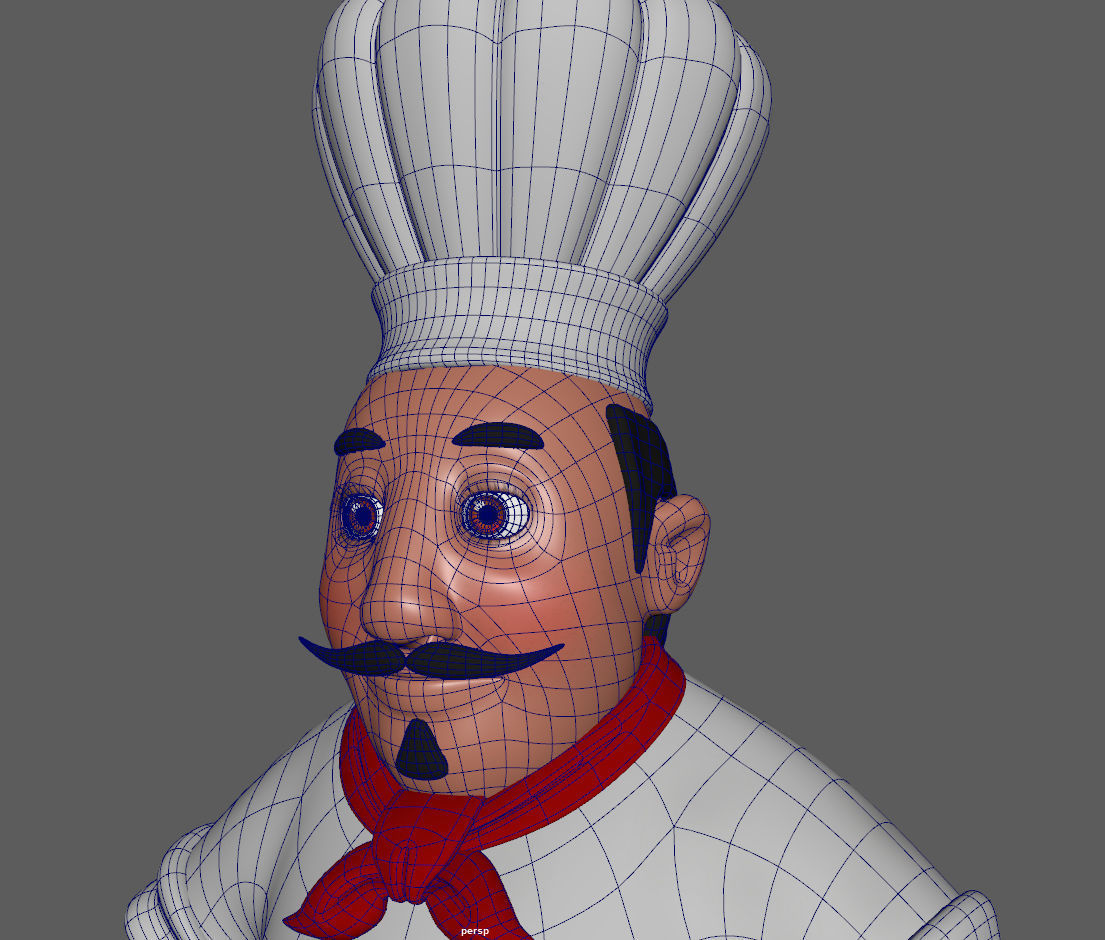 Chef with knife cartoon 3D model_14