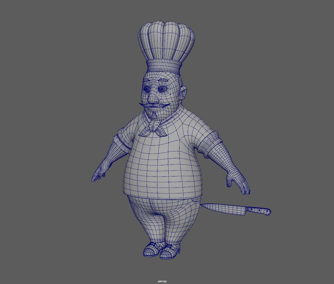 Chef with knife cartoon 3D model_22