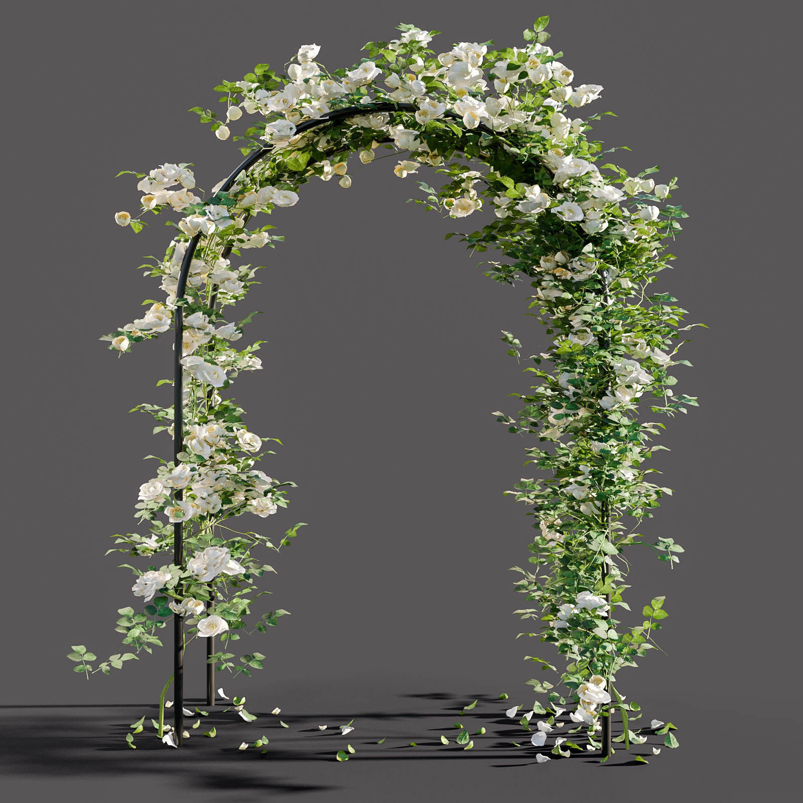 Arch pergola with roses 3D model_2