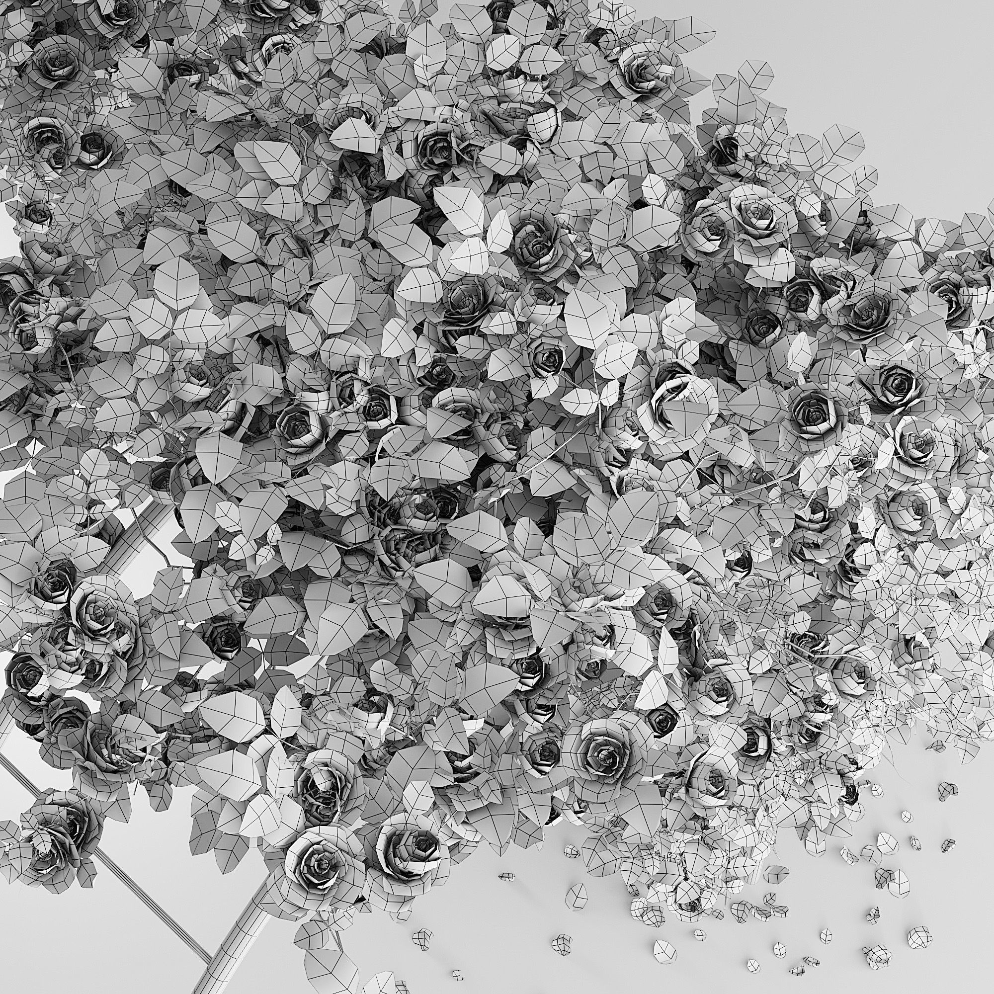 Arch pergola with roses 3D model_5