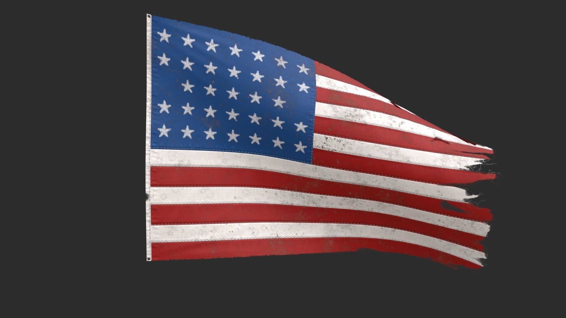 US Flag 33 Stars 1861 Low-poly 3D model_6