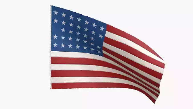 US Flag 33 Stars 1861 Low-poly 3D model