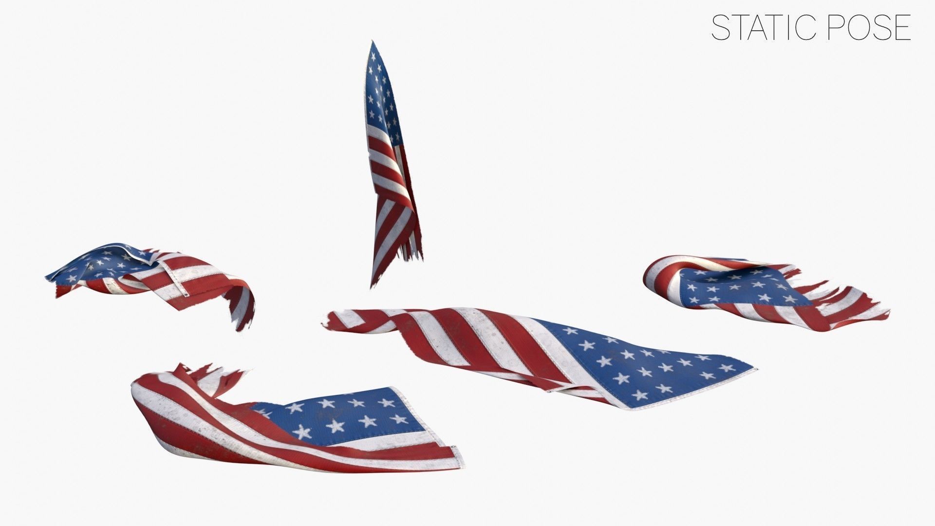 US Flag 33 Stars 1861 Low-poly 3D model_23