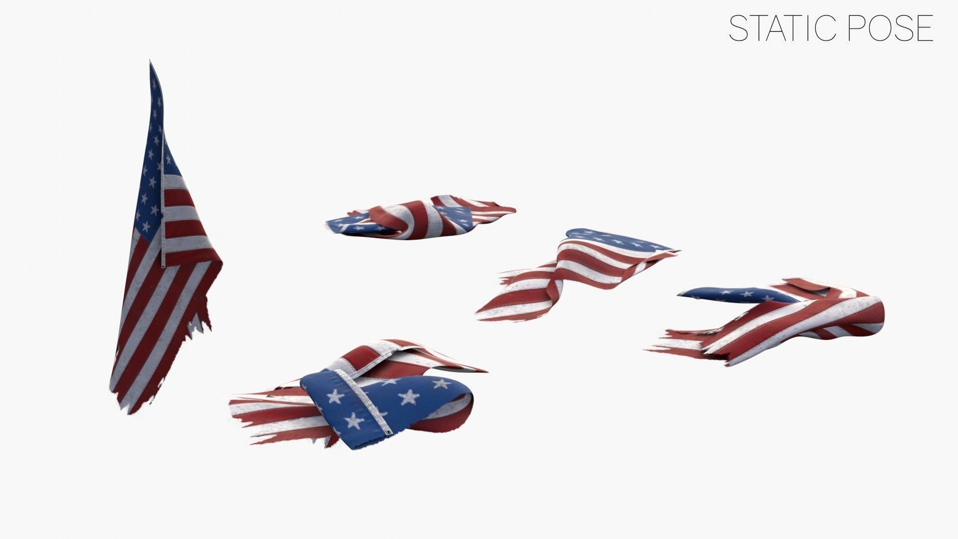 US Flag 33 Stars 1861 Low-poly 3D model_24