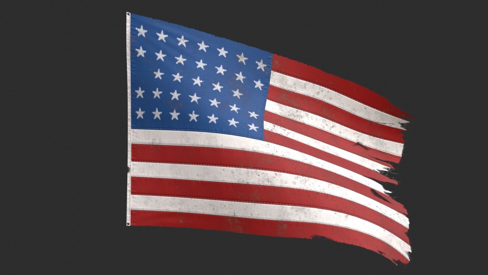 US Flag 33 Stars 1861 Low-poly 3D model_7