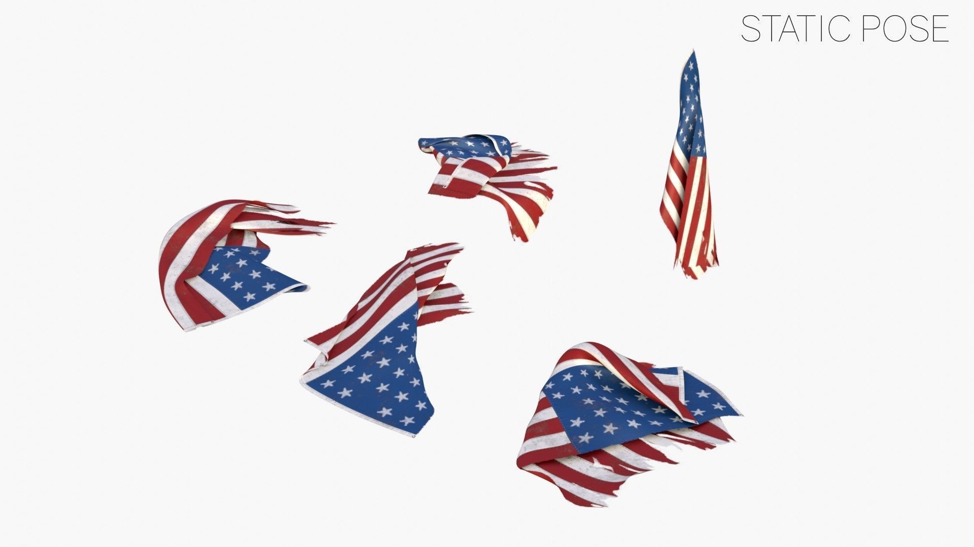 US Flag 33 Stars 1861 Low-poly 3D model_22