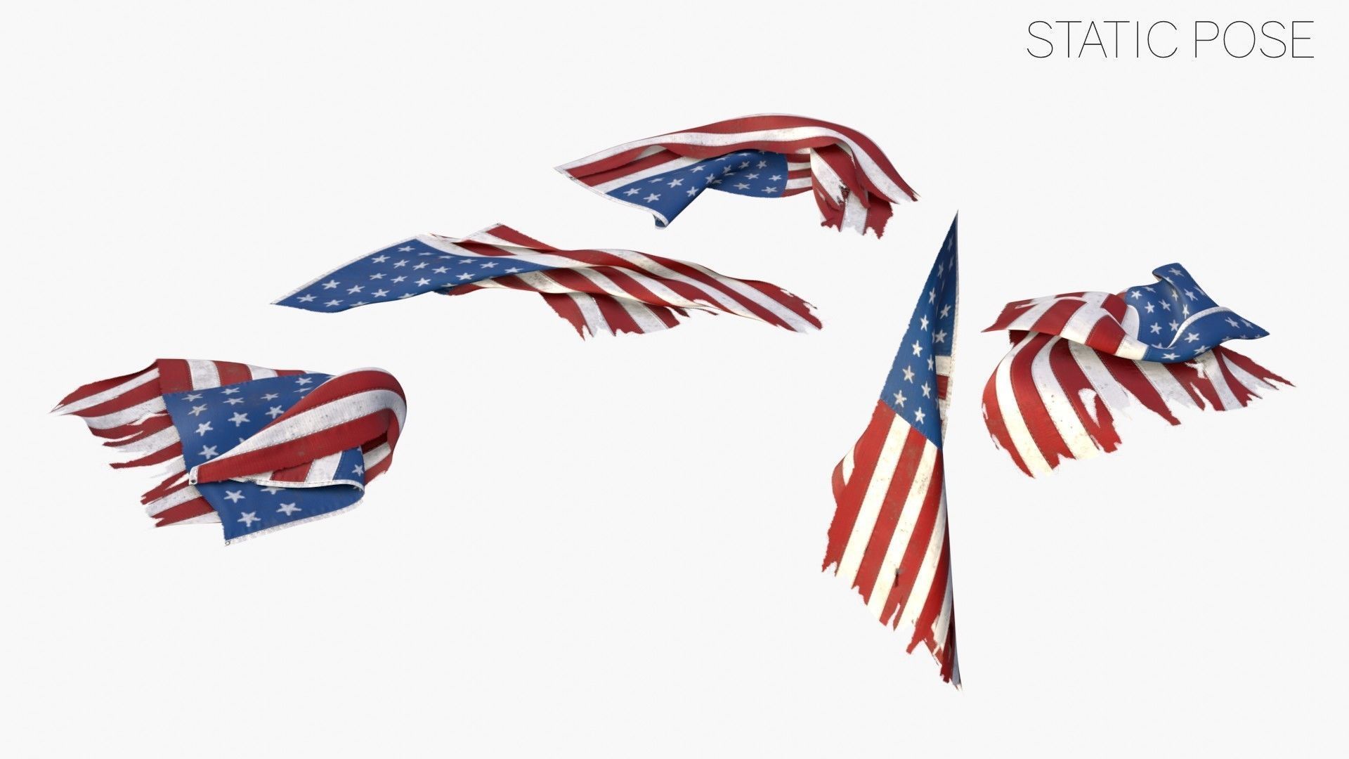 US Flag 33 Stars 1861 Low-poly 3D model_25