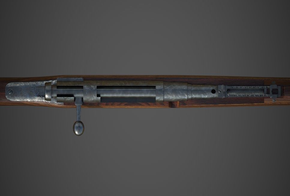 Arisaka Type 38 Japanese WW2 Rifle PBR Low-poly 3D model_5