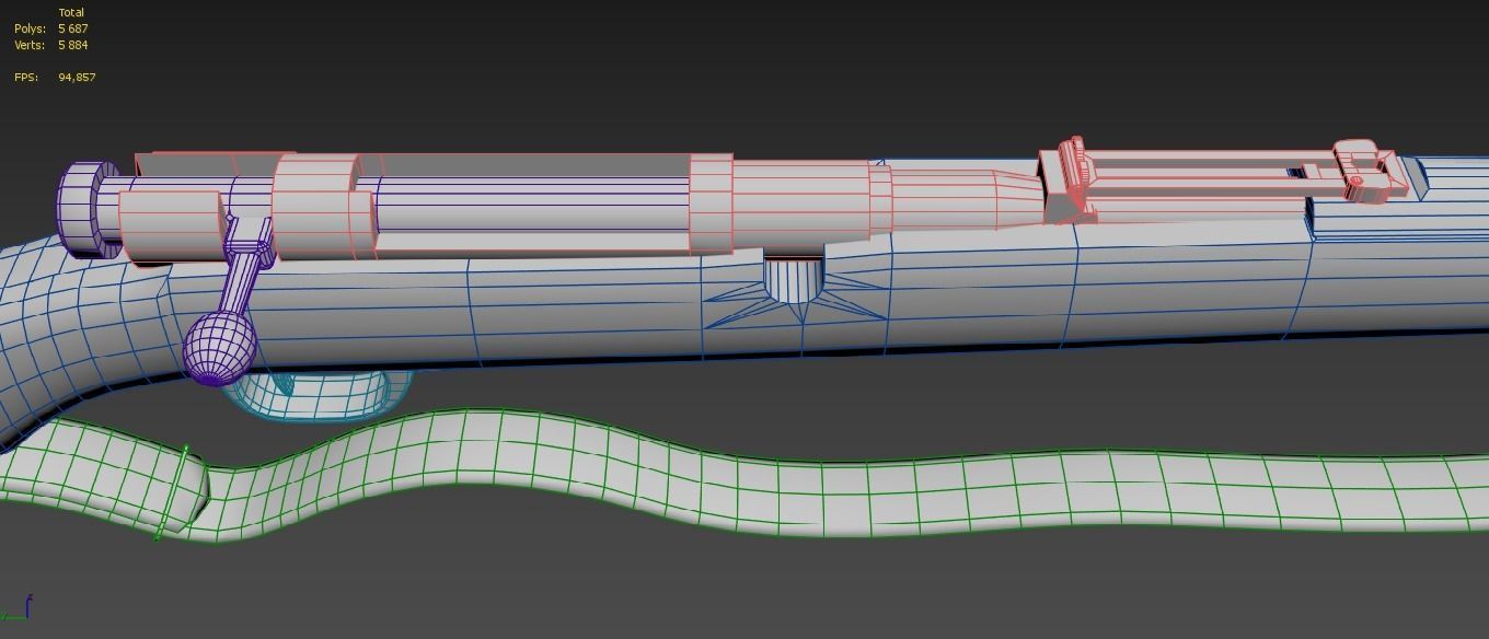 Arisaka Type 38 Japanese WW2 Rifle PBR Low-poly 3D model_11