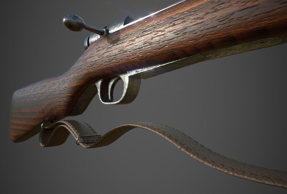 Arisaka Type 38 Japanese WW2 Rifle PBR Low-poly 3D model_4