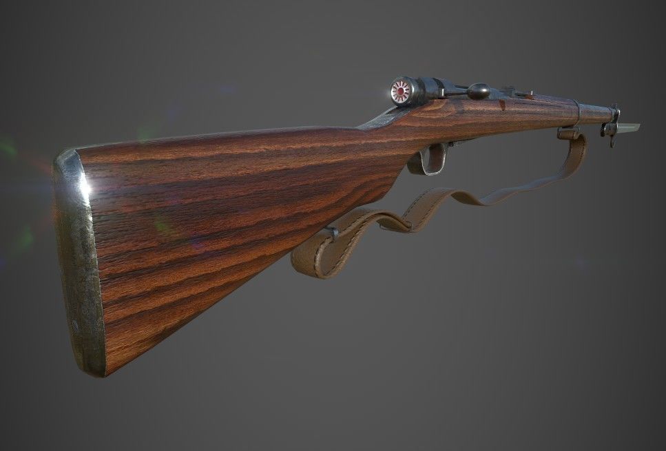 Arisaka Type 38 Japanese WW2 Rifle PBR Low-poly 3D model_3