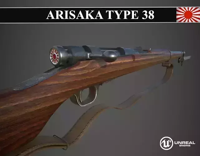 Arisaka Type 38 Japanese WW2 Rifle PBR Low-poly 3D model