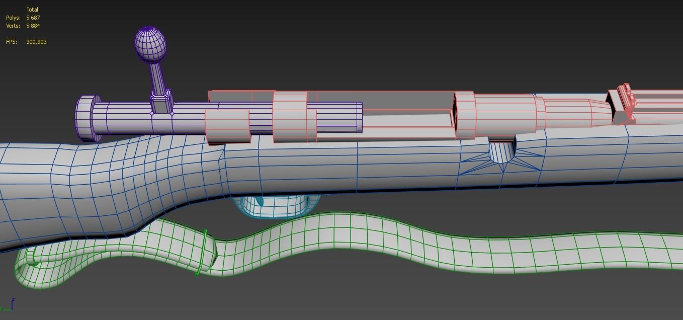 Arisaka Type 38 Japanese WW2 Rifle PBR Low-poly 3D model_12