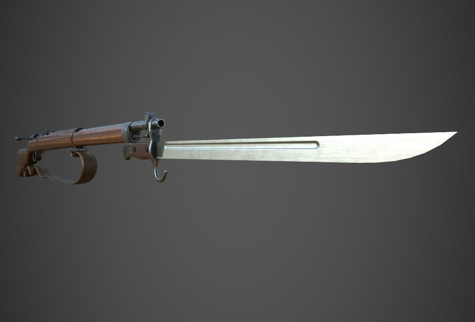 Arisaka Type 38 Japanese WW2 Rifle PBR Low-poly 3D model_7