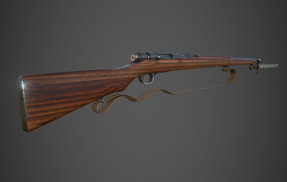 Arisaka Type 38 Japanese WW2 Rifle PBR Low-poly 3D model_2