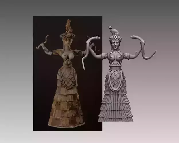 Minoan snake goddess figurines  Knossos 3D print model