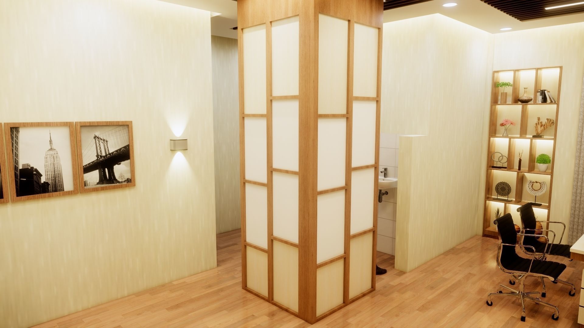 Modern Office Room 3D model_2