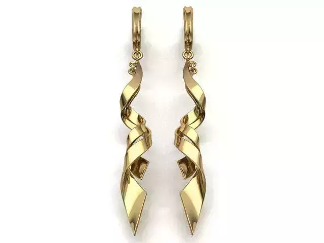 print model earring pair of gold - plated earrings 3D print model