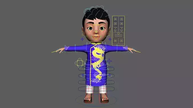 Asset - Cartoons - Character - Baby - Boy - Indian - Rig 3D model