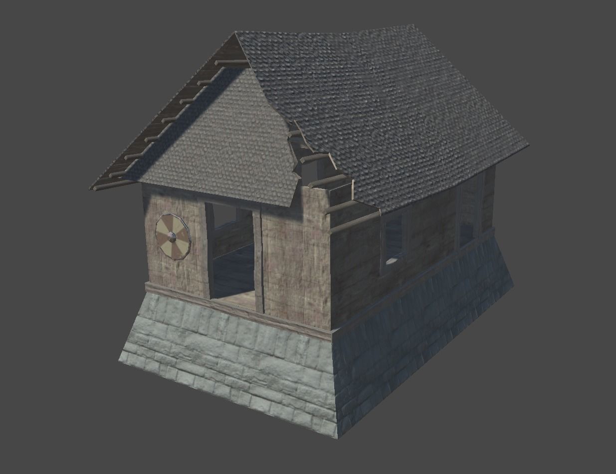 Wooden House Game Ready  Low-poly 3D model_6