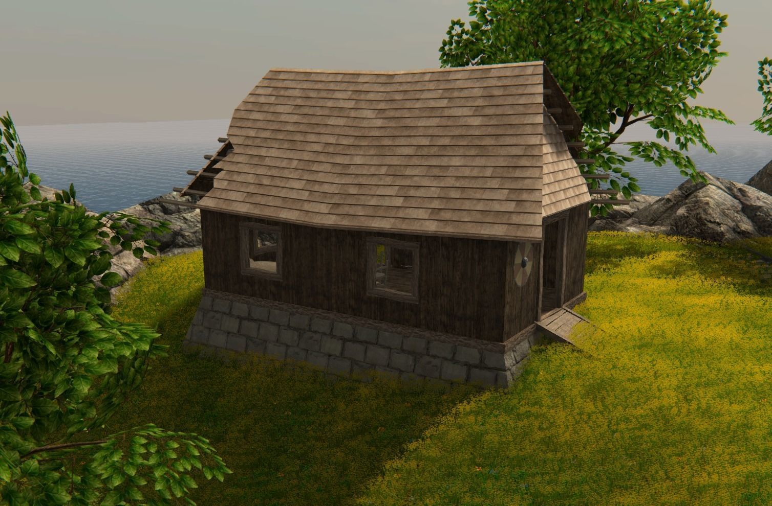 Wooden House Game Ready  Low-poly 3D model_4