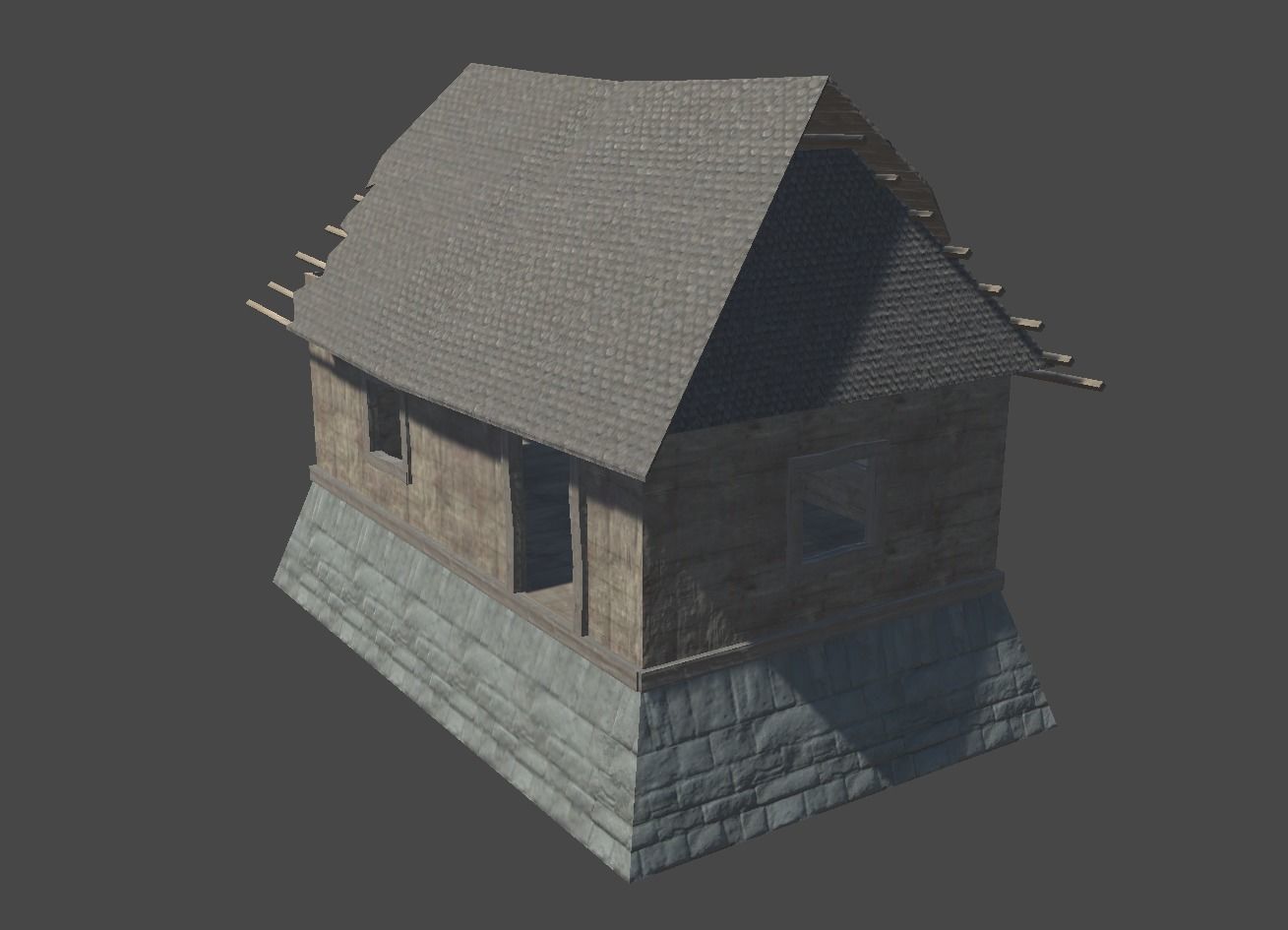 Wooden House Game Ready  Low-poly 3D model_5