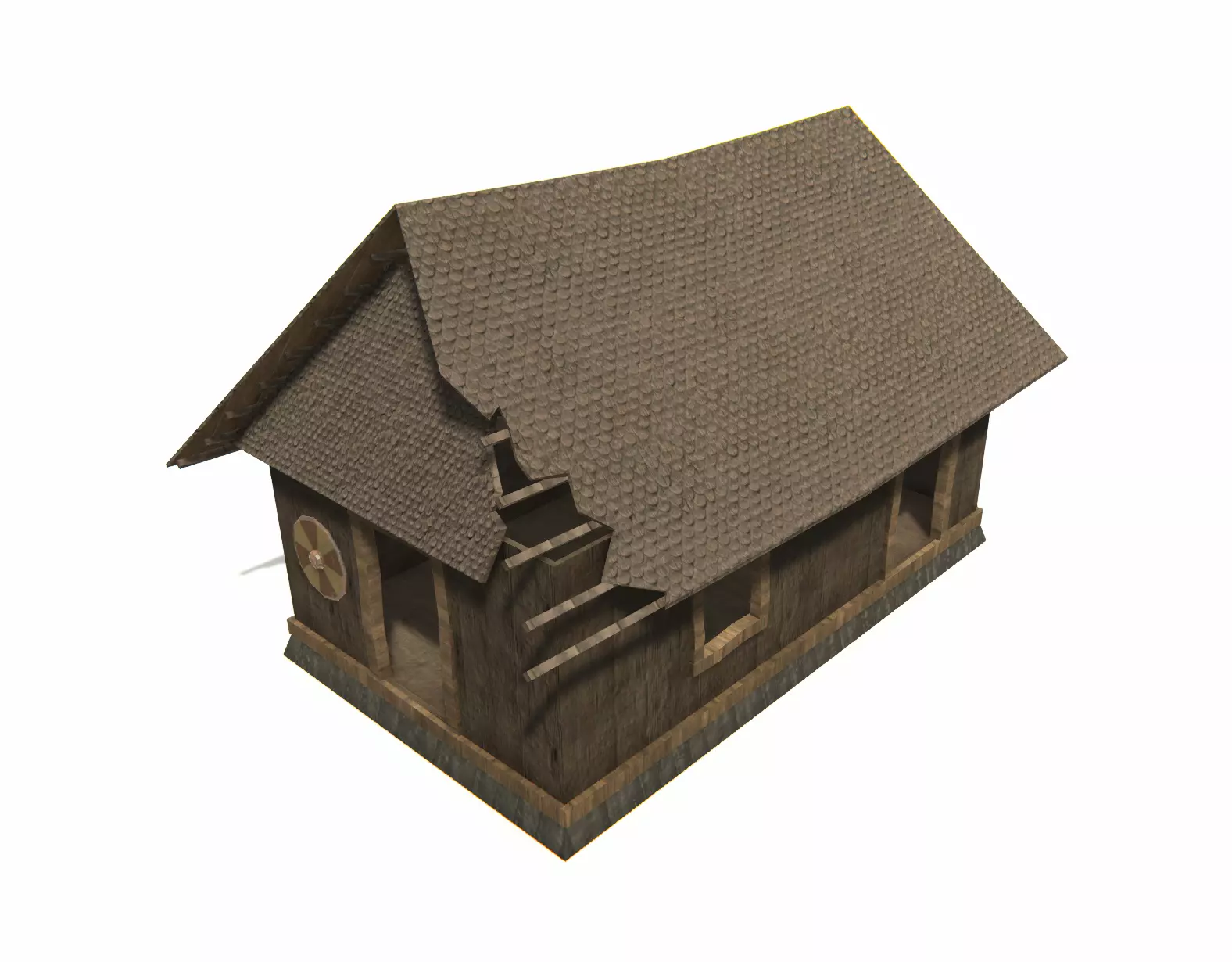 Wooden House Game Ready  Low-poly 3D model_0