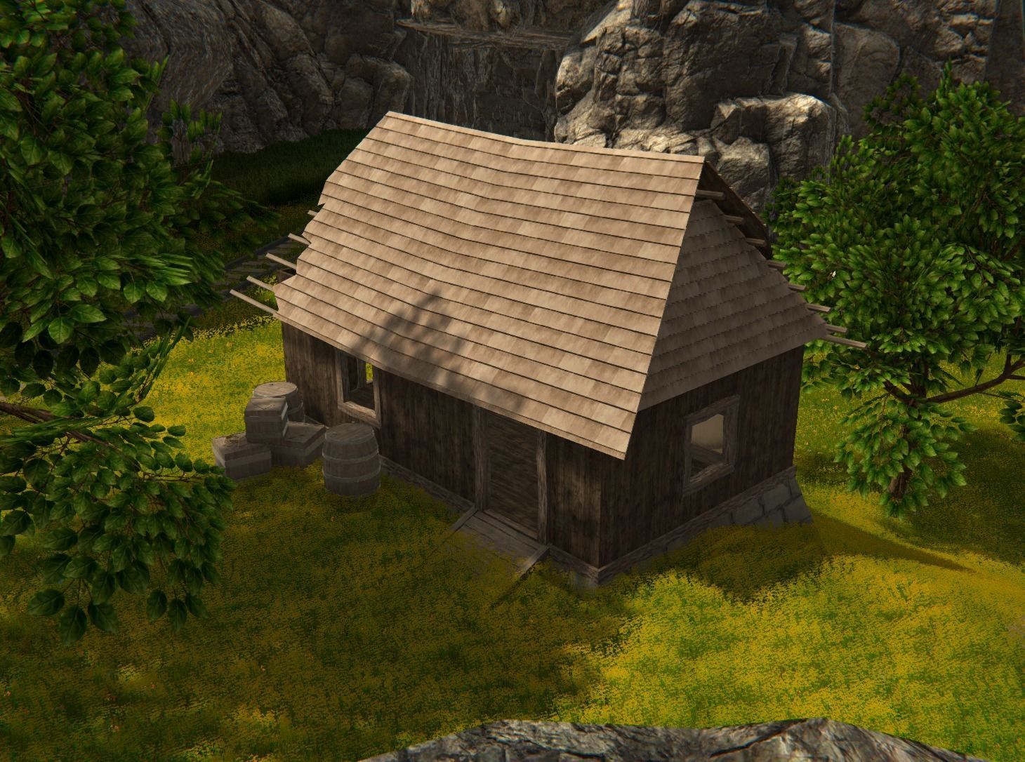 Wooden House Game Ready  Low-poly 3D model_2