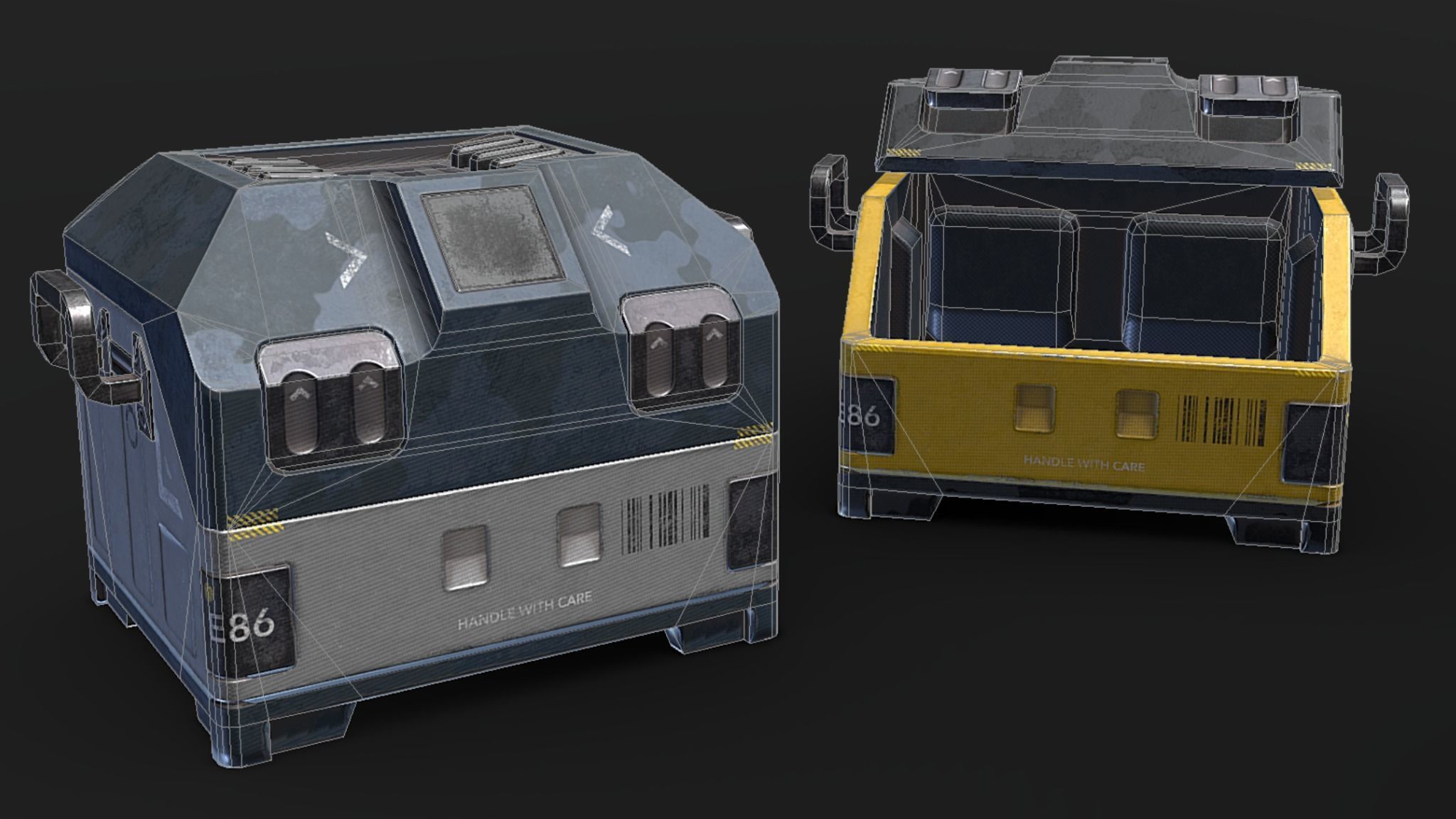 Sci-fi Loot Crate PBR low-poly Game Prop Low-poly 3D model_1