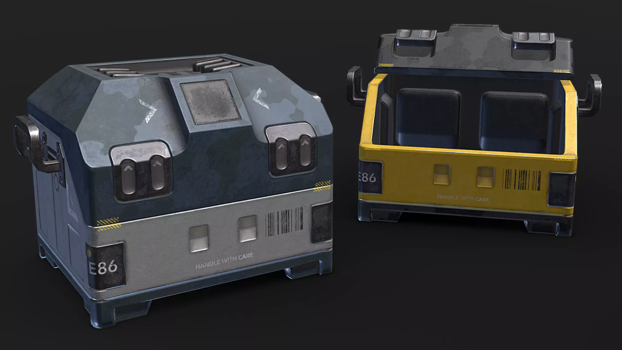 Sci-fi Loot Crate PBR low-poly Game Prop Low-poly 3D model_0