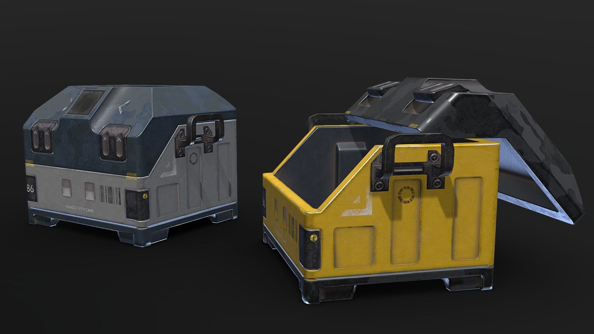 Sci-fi Loot Crate PBR low-poly Game Prop Low-poly 3D model_6