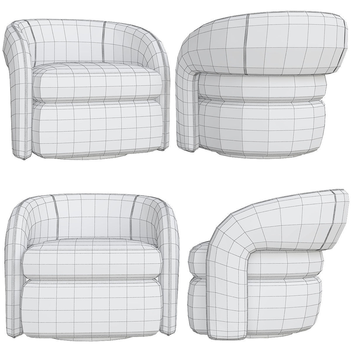 Interlude Home Targa Swivel Chair 3d model Low-poly 3D model_1