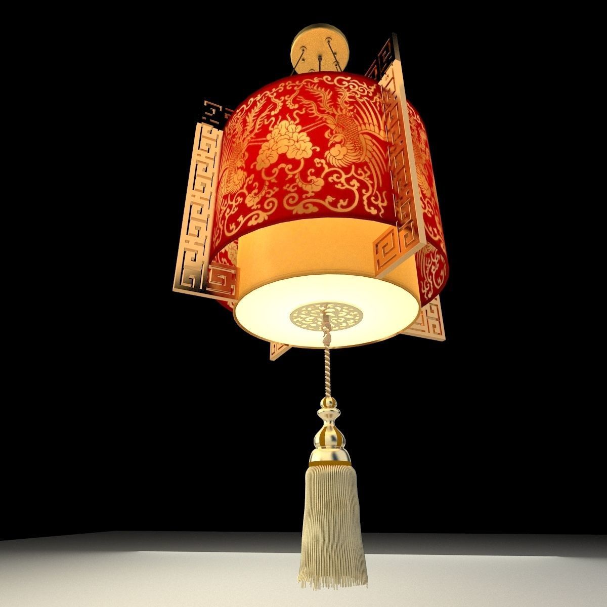 Chinese Red Lantern 3D model_1