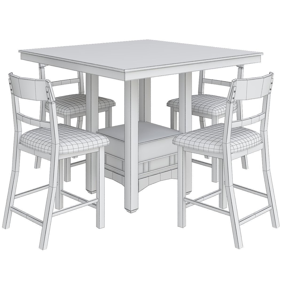 Height Counter Rooms Table Modern Espresso 3d model Low-poly 3D model_1