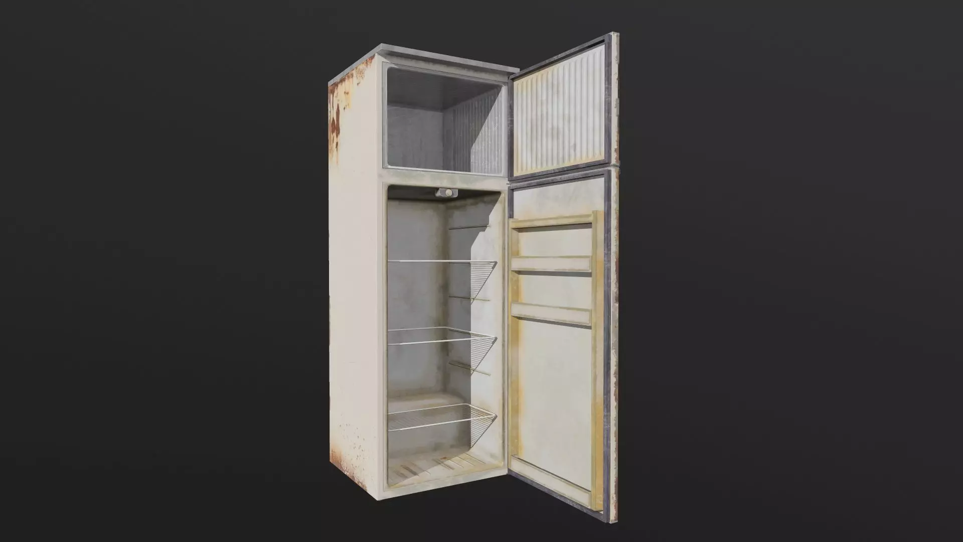 Fridge old refrigerator Low-poly 3D model_0