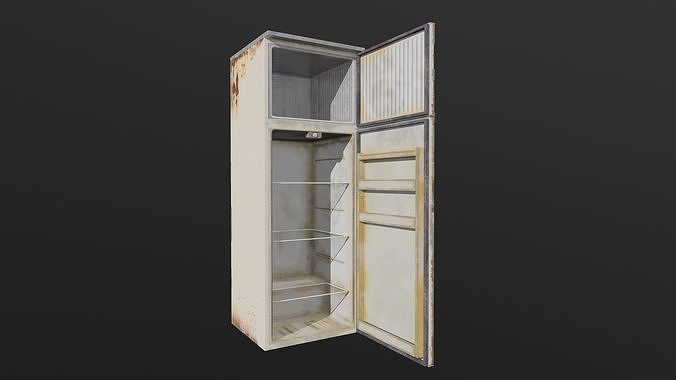Fridge old refrigerator Low-poly 3D model