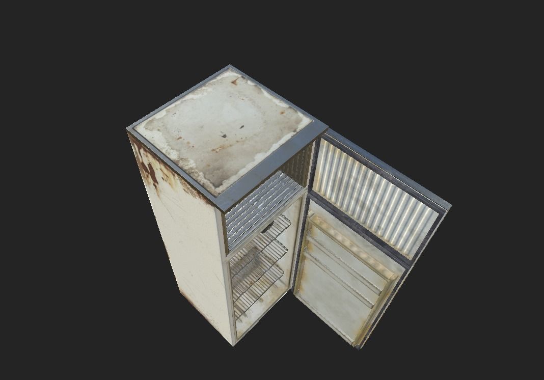 Fridge old refrigerator Low-poly 3D model_3