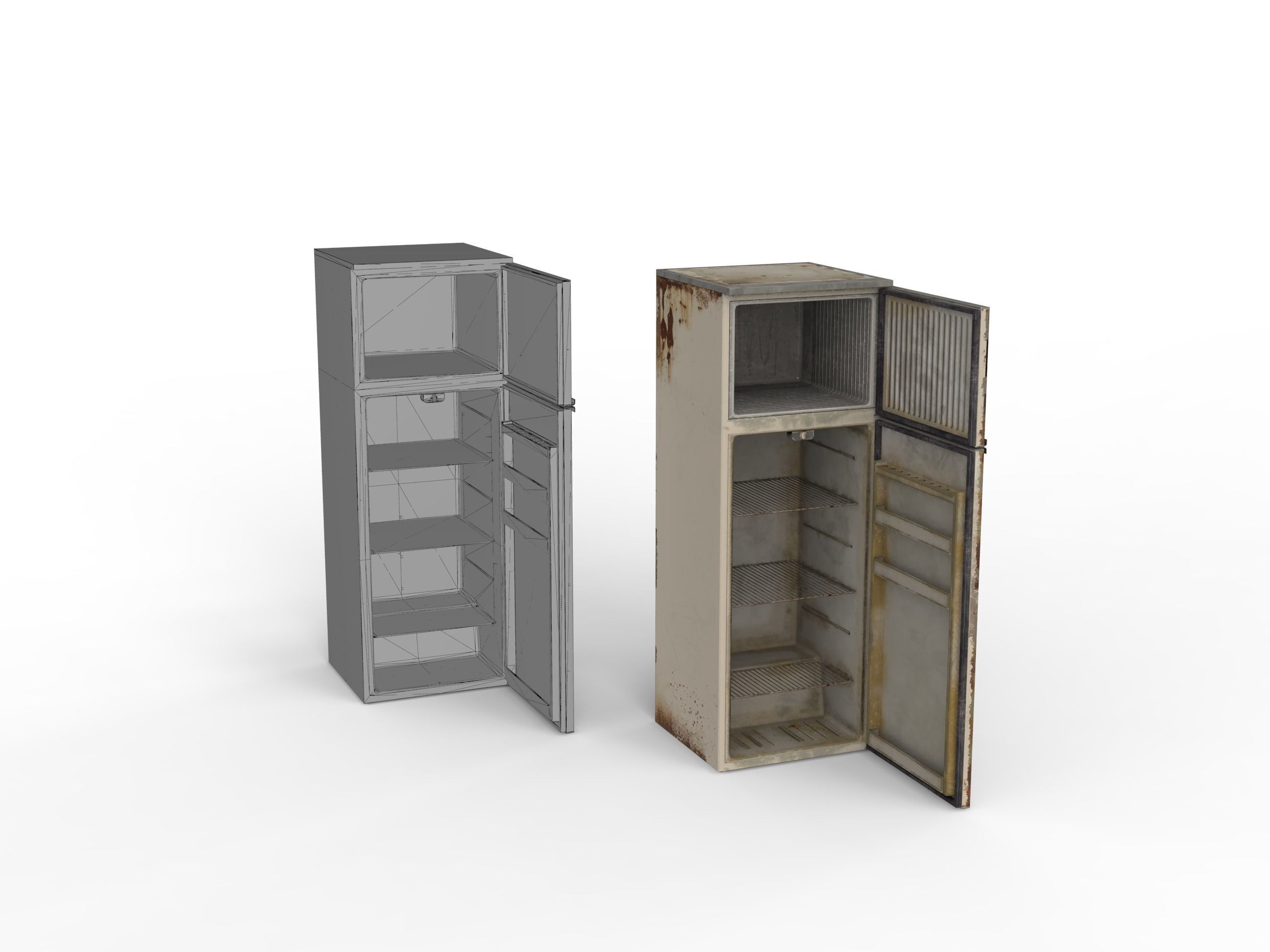 Fridge old refrigerator Low-poly 3D model_4