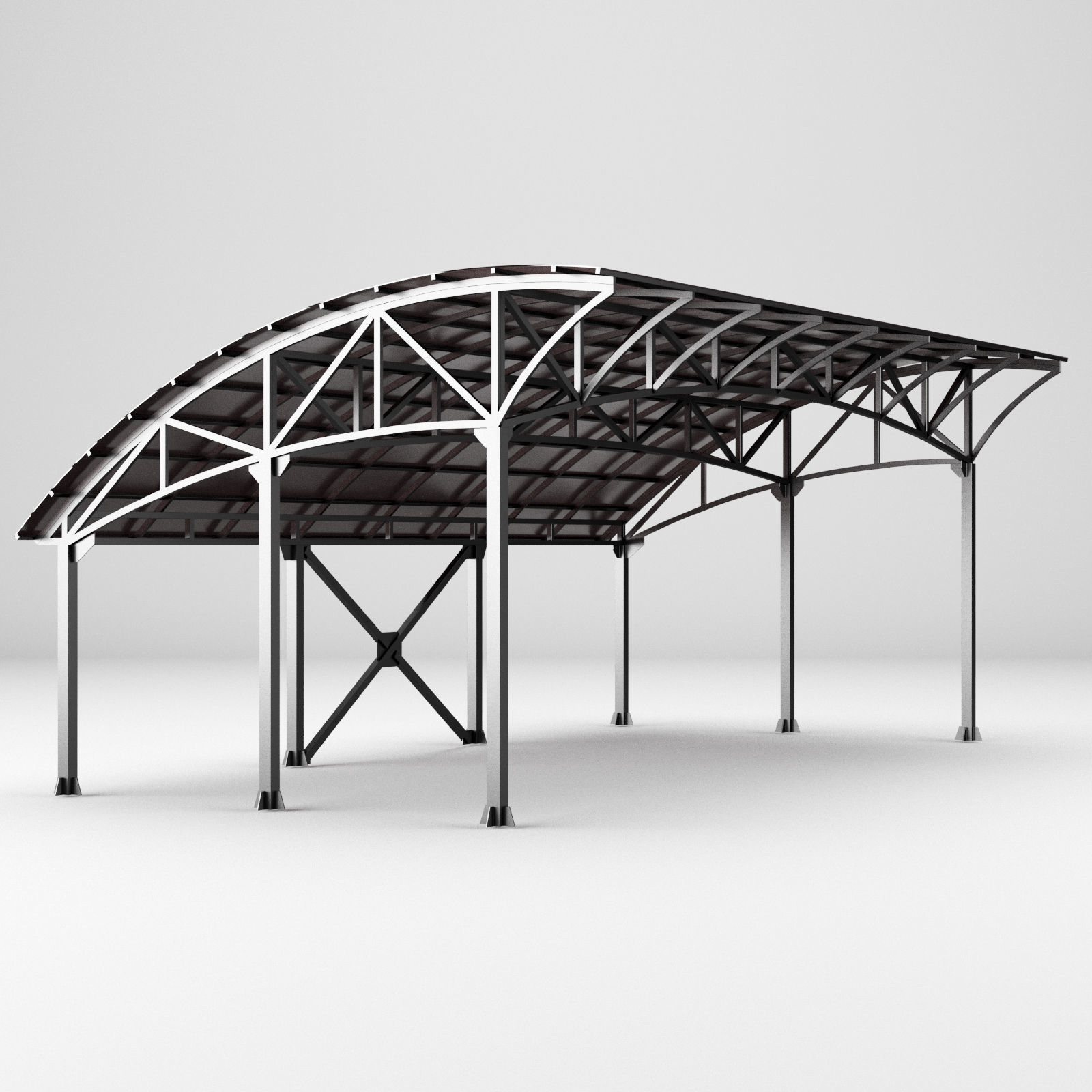 Metall carport 1 3D model_2